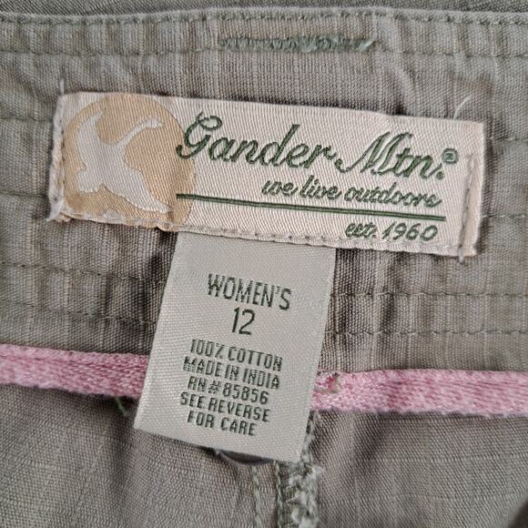 Gander Mountain Capri Cargo Pants Womens 12 Beige 100% Cotton Ripstop Wide Leg - Picture 3 of 15
